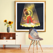 Illustration Lion zodiaque exposition Zodiaque lion illustration boutique vente achat archétype signe digital art illustration connaissance de soi beauté équilibre paradoxes