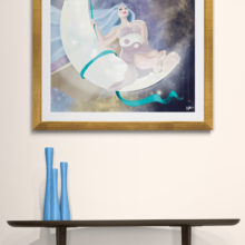 Illustration zodiaque cancer lune digital art signe