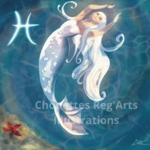 Illustration Signe du zodiaque du Poisson astrologique filigrane