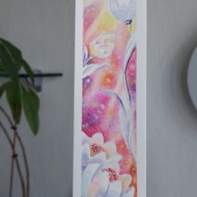 marque page fleurs printemps aquarelle paillettes chevalet