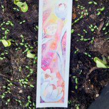 video marque page fleurs printemps aquarelle paillettes éclosionpaillettes