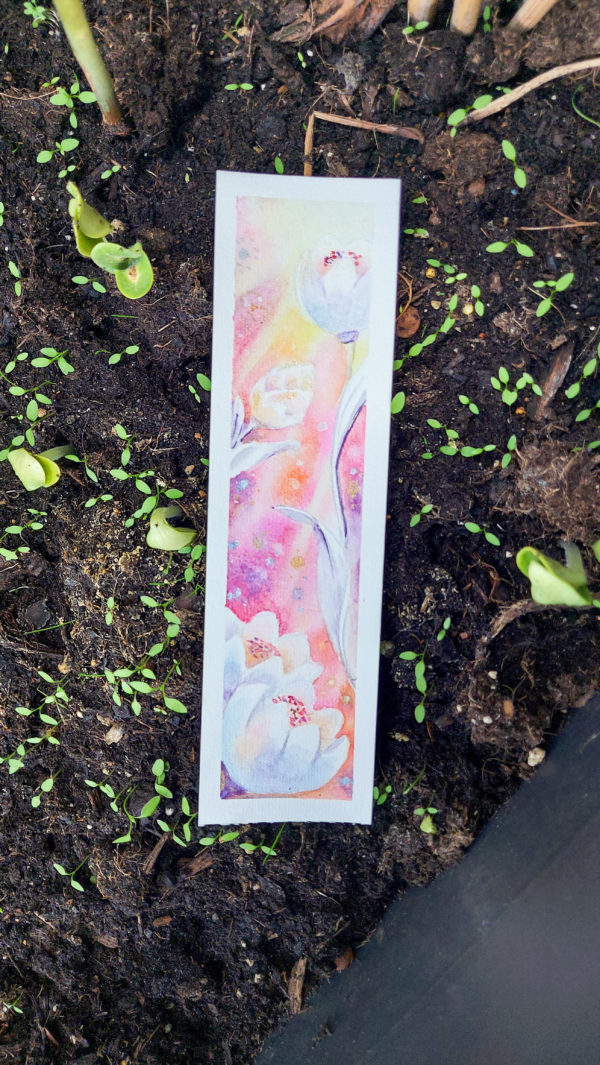 video marque page fleurs printemps aquarelle paillettes éclosionpaillettes