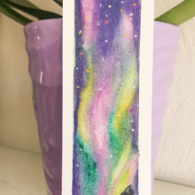 aurore boreale marque page aquarelle irisee