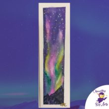 aurore boreale galaxie espace ciel celeste  marque page aquarelle irisee