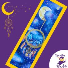 Attrappe reve lune marque page aquarelle irisee dore ciel