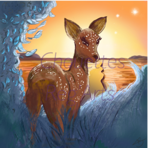 biche intuition guide bonne étoile chemin illustration impression FineArt