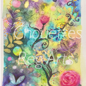 fleurs aquarelle abstrait flow méditation relaxation illustration impression