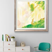 printemps sur mur printemps féminité illustration impression Fineart nymphe vestale vert nature mur exposé