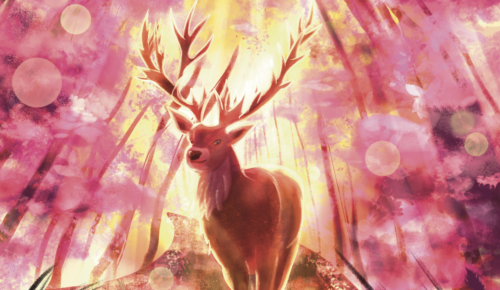 Illustration onirique poetique cerf animaux nature roi de la foret commande personnalise inconscient artistique